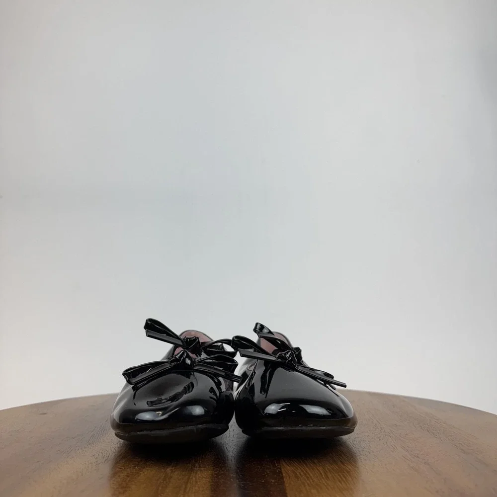 New Big Kids Girls Nordstrom Elodie Black Bow‎ Mary Jane Ballet Flats Size 4 Y